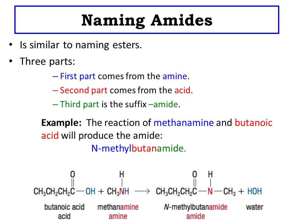 mnemonic device for amines amides ethers esters